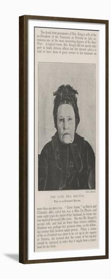 The Late Mrs Kruger, Wife of Ex-President Kruger-null-Framed Giclee Print