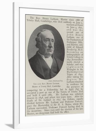 The Late Reverend Henry Latham, Master of Trinity Hall, Cambridge-null-Framed Giclee Print