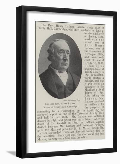 The Late Reverend Henry Latham, Master of Trinity Hall, Cambridge-null-Framed Giclee Print