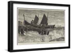 The Late Storms, Launching the Life-Boat at Brighton-William Heysham Overend-Framed Giclee Print