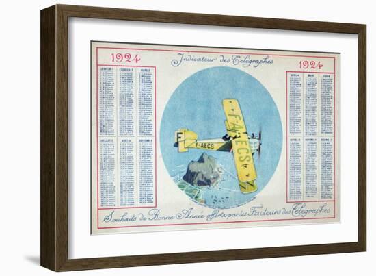 The Latecoere Rabat-Toulouse Postal Plane Flying over the Rock of Gibraltar-null-Framed Giclee Print