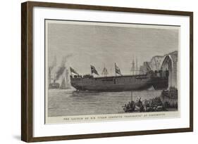 The Launch of Hm Steam Corvette Bacchante at Portsmouth-null-Framed Giclee Print