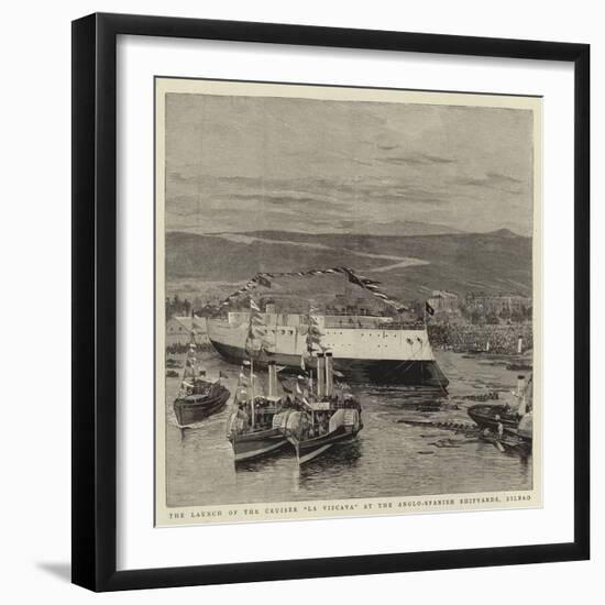 The Launch of the Cruiser La Vizcaya at the Anglo-Spanish Shipyards, Bilbao-null-Framed Giclee Print