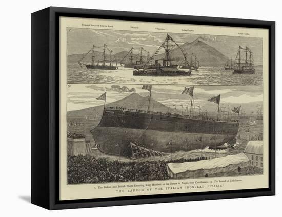 The Launch of the Italian Ironclad Italia-William Lionel Wyllie-Framed Stretched Canvas