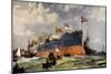 The Launch of the "London" at Portsmouth-Charles Edward Dixon-Mounted Giclee Print