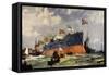 The Launch of the "London" at Portsmouth-Charles Edward Dixon-Framed Stretched Canvas