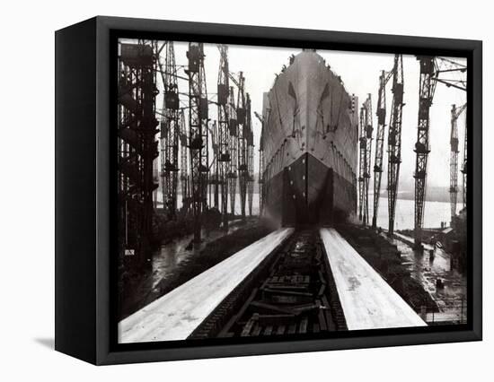 The Launch of the Ship the Queen Mary-null-Framed Stretched Canvas