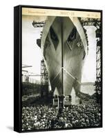 The Launching of the Rms Mauretania, 28th July 1938-English Photographer-Framed Stretched Canvas