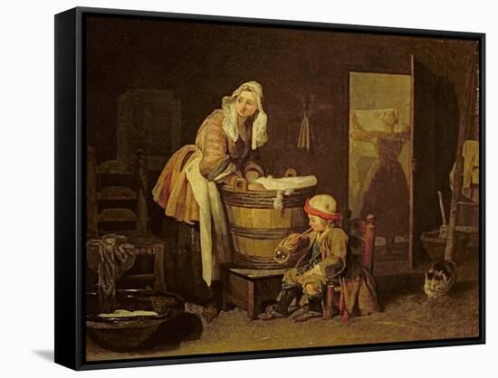 The Laundress-Jean-Baptiste Simeon Chardin-Framed Stretched Canvas