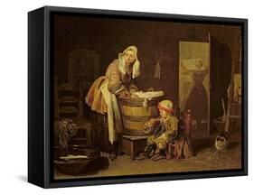 The Laundress-Jean-Baptiste Simeon Chardin-Framed Stretched Canvas