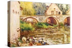 The Laundresses by Moret by Alfred Sisley.Jpg-Alfred Sisley-Stretched Canvas