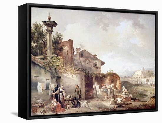 The Laundry Room of Nuns' Convent-Giovanni Migliara-Framed Stretched Canvas