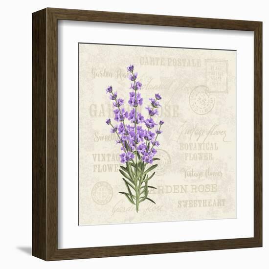 The Lavender Elegant Card. Vintage Postcard Background Vector Template for Wedding Invitation. Labe-Kotkoa-Framed Art Print