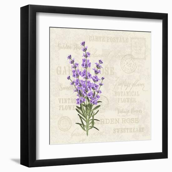 The Lavender Elegant Card. Vintage Postcard Background Vector Template for Wedding Invitation. Labe-Kotkoa-Framed Art Print