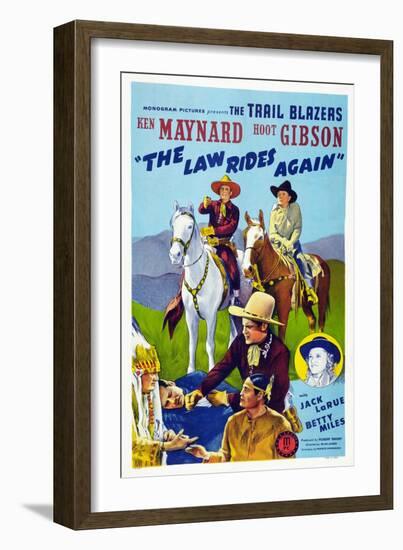 The Law Rides Again, Chief Thundercloud, Ken Maynard, Hoot Gibson, Betty Miles, 1943-null-Framed Art Print