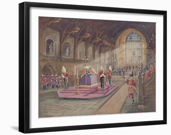 The Laying In State of Her Majesty the Queen Mother-John King-Framed Premium Giclee Print