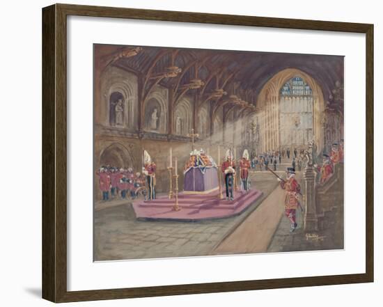 The Laying In State of Her Majesty the Queen Mother-John King-Framed Premium Giclee Print