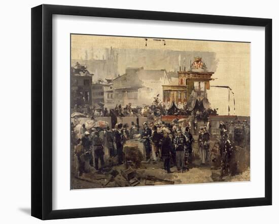 The Laying of the Cornerstone of the Galleria Victor Emmanuel II in Milan, March 7, 1865-Domenico Induno-Framed Giclee Print