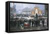 The Laying of the Cornerstone of the Galleria Vittorio Emanuele in Milan, 1865-Domenico Induno-Framed Stretched Canvas