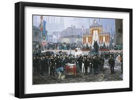 The Laying of the Cornerstone of the Galleria Vittorio Emanuele in Milan, 1865-Domenico Induno-Framed Giclee Print