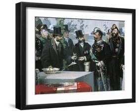 The Laying of the Cornerstone of the Galleria Vittorio Emanuele in Milan-Domenico Induno-Framed Giclee Print