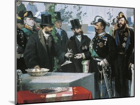 The Laying of the Cornerstone of the Galleria Vittorio Emanuele in Milan-Domenico Induno-Mounted Giclee Print