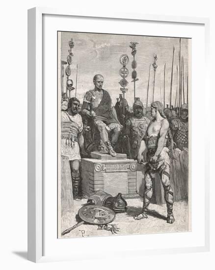 The Leader of the Gauls Vercingetorix Lays His Arms Before Caesar-Lodovico Pogliaghi-Framed Photographic Print