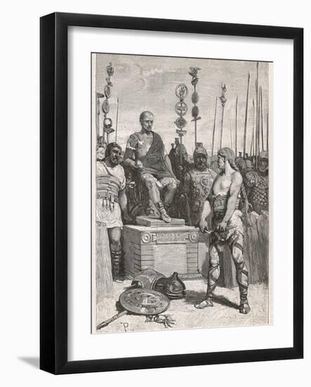 The Leader of the Gauls Vercingetorix Lays His Arms Before Caesar-Lodovico Pogliaghi-Framed Photographic Print