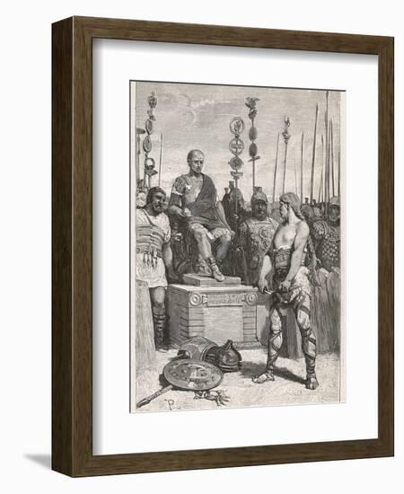 The Leader of the Gauls Vercingetorix Lays His Arms Before Caesar-Lodovico Pogliaghi-Framed Photographic Print