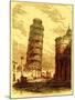 The Leaning Tower, and Apsis of the Cathedral, Pisa, Illustration from 'The World as it Is'-English-Mounted Giclee Print