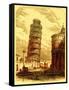 The Leaning Tower, and Apsis of the Cathedral, Pisa, Illustration from 'The World as it Is'-English-Framed Stretched Canvas
