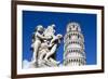 The Leaning Tower of Pisa, campanile or bell tower, Fontana dei Putti, Piazza del Duomo, UNESCO Wor-John Guidi-Framed Photographic Print