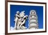 The Leaning Tower of Pisa, campanile or bell tower, Fontana dei Putti, Piazza del Duomo, UNESCO Wor-John Guidi-Framed Photographic Print