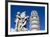 The Leaning Tower of Pisa, campanile or bell tower, Fontana dei Putti, Piazza del Duomo, UNESCO Wor-John Guidi-Framed Photographic Print