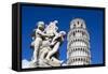 The Leaning Tower of Pisa, campanile or bell tower, Fontana dei Putti, Piazza del Duomo, UNESCO Wor-John Guidi-Framed Stretched Canvas