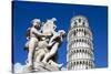 The Leaning Tower of Pisa, campanile or bell tower, Fontana dei Putti, Piazza del Duomo, UNESCO Wor-John Guidi-Stretched Canvas