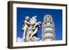 The Leaning Tower of Pisa, campanile or bell tower, Fontana dei Putti, Piazza del Duomo, UNESCO Wor-John Guidi-Framed Photographic Print