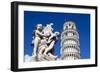 The Leaning Tower of Pisa, campanile or bell tower, Fontana dei Putti, Piazza del Duomo, UNESCO Wor-John Guidi-Framed Photographic Print