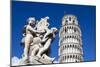 The Leaning Tower of Pisa, campanile or bell tower, Fontana dei Putti, Piazza del Duomo, UNESCO Wor-John Guidi-Mounted Photographic Print