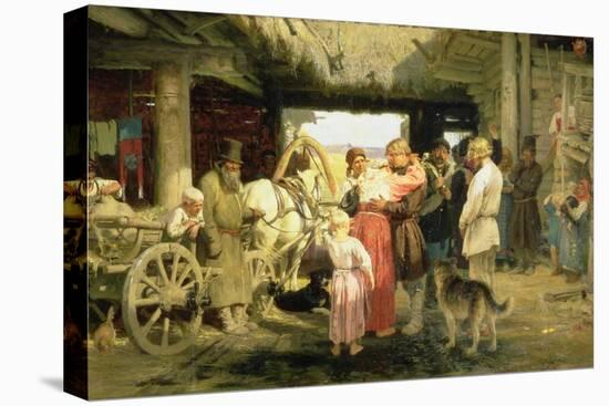 The Leave-Taking of the New Recruit, 1879-Ilya Efimovich Repin-Stretched Canvas