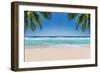 The Leaves of Palm Trees on Sunny Tropical Beach. Summer Vacation and Tropical Beach Background Con-Lucky-photographer-Framed Photographic Print