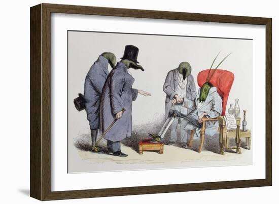 The Leech Doctors, Caricature from "Les Metamorphoses Du Jour," 1854-Grandville-Framed Giclee Print