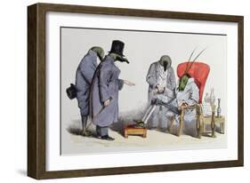 The Leech Doctors, Caricature from "Les Metamorphoses Du Jour," 1854-Grandville-Framed Giclee Print