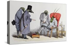 The Leech Doctors, Caricature from "Les Metamorphoses Du Jour," 1854-Grandville-Stretched Canvas