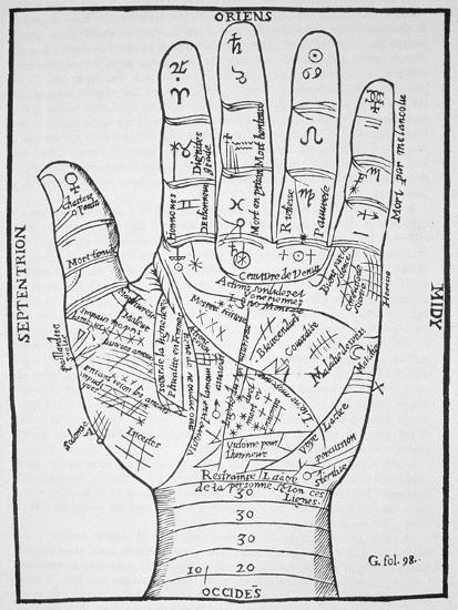 The Left Hand, Copy of a Diagram after Jean Belot,' Oevres', used in a  'History of Magic'' Giclee Print | AllPosters.com