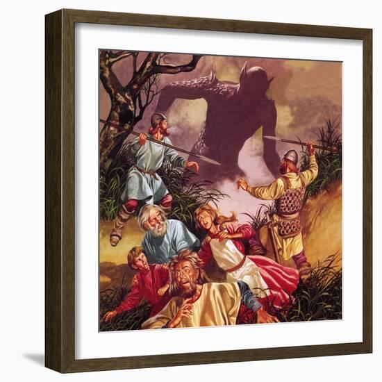 The Legend of Beowulf: Grendel -- Terror from the Marshes-Ron Embleton-Framed Giclee Print