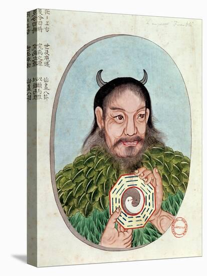 The Legendary Emperor Fu-Hsi, Illustration from a "Pen Tsao," 18th-19th Century-null-Stretched Canvas