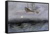 The Legendary "Flying Dutchman," a Phantom Ship Feared by Sailors-null-Framed Stretched Canvas