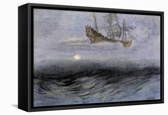 The Legendary "Flying Dutchman," a Phantom Ship Feared by Sailors-null-Framed Stretched Canvas