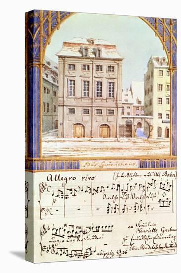 The Leipzig Gewandhaus with a Piece of Music by Felix Mendelssohn (1809-47)-null-Stretched Canvas